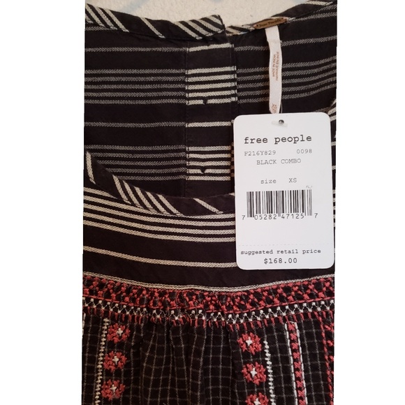 Free People Embroidered Boho Mini Smock Dress NWT - Picture 4 of 5